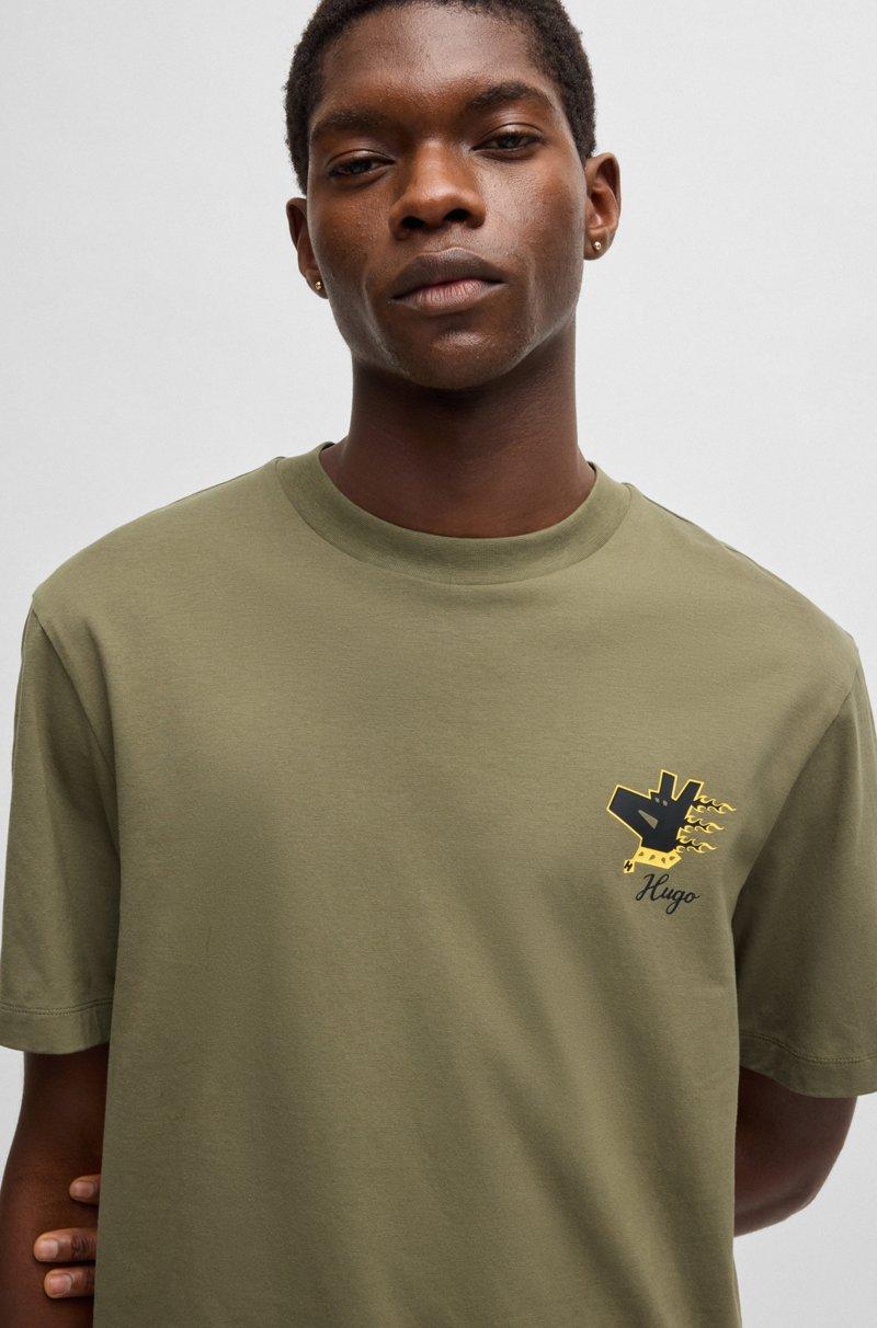 Hugo Boss Camiseta De Punto De Algodón Con Estampados Gráficos