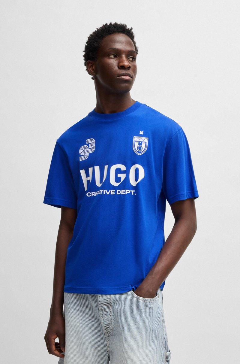 Hugo Boss Camiseta De Punto De Algodón Con Estampados Inspirados En El Fútbol