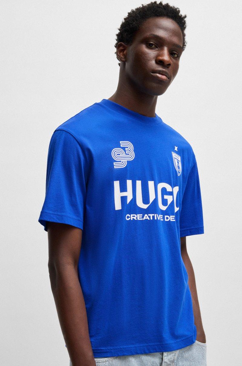Hugo Boss Camiseta De Punto De Algodón Con Estampados Inspirados En El Fútbol