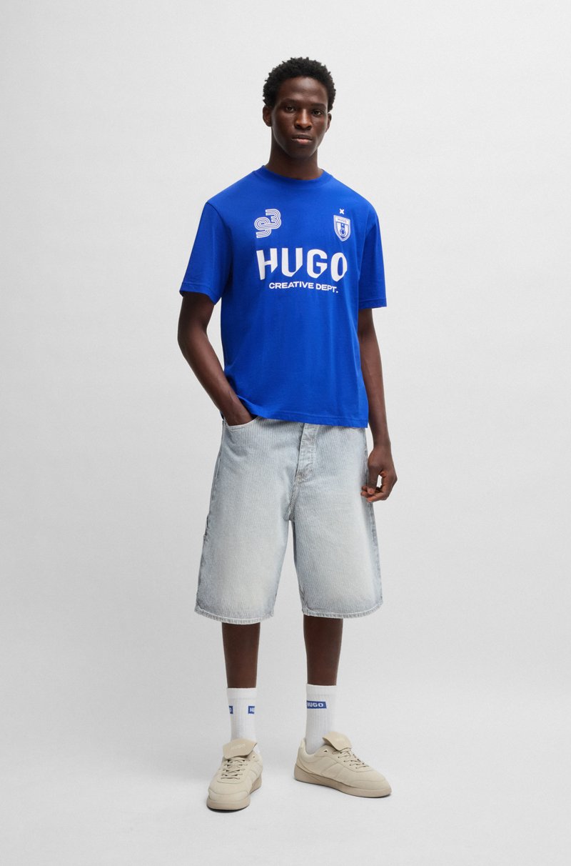 Hugo Boss Camiseta De Punto De Algodón Con Estampados Inspirados En El Fútbol