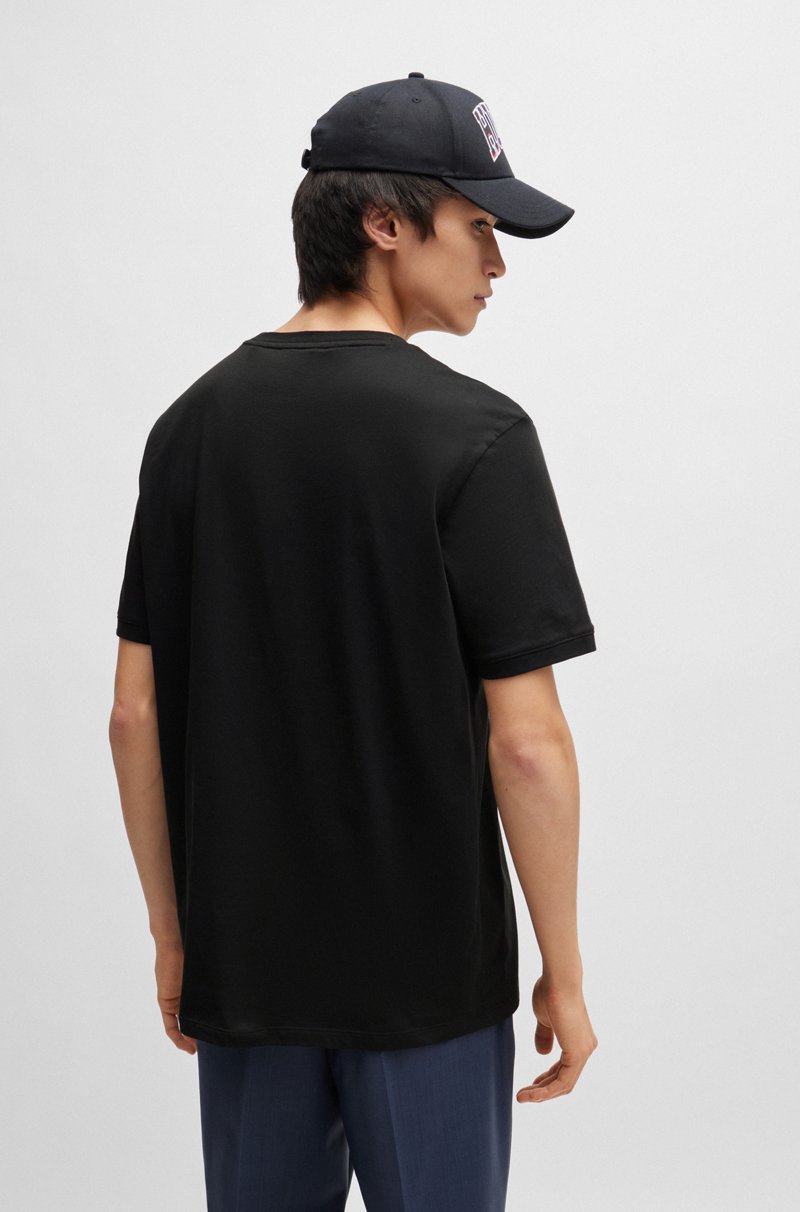 Hugo Boss Camiseta De Punto De Algodón Con Etiqueta Con Logo