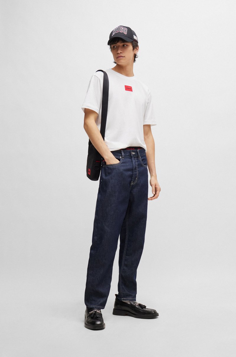 Hugo Boss Camiseta De Punto De Algodón Con Etiqueta Con Logo