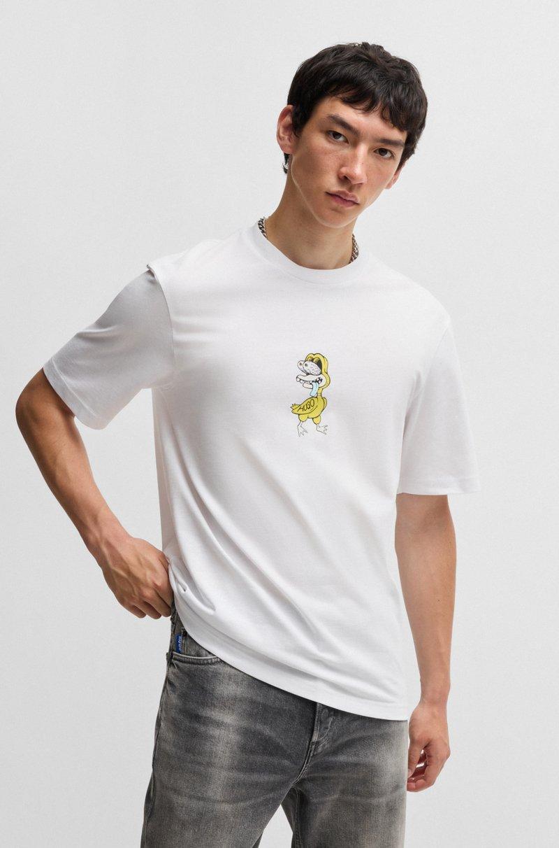 Hugo Boss Camiseta de punto de algodón con gráfico de animal