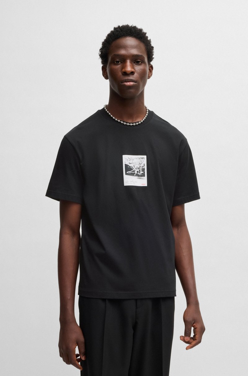 Hugo Boss Camiseta de punto de algodón con gráfico de perro