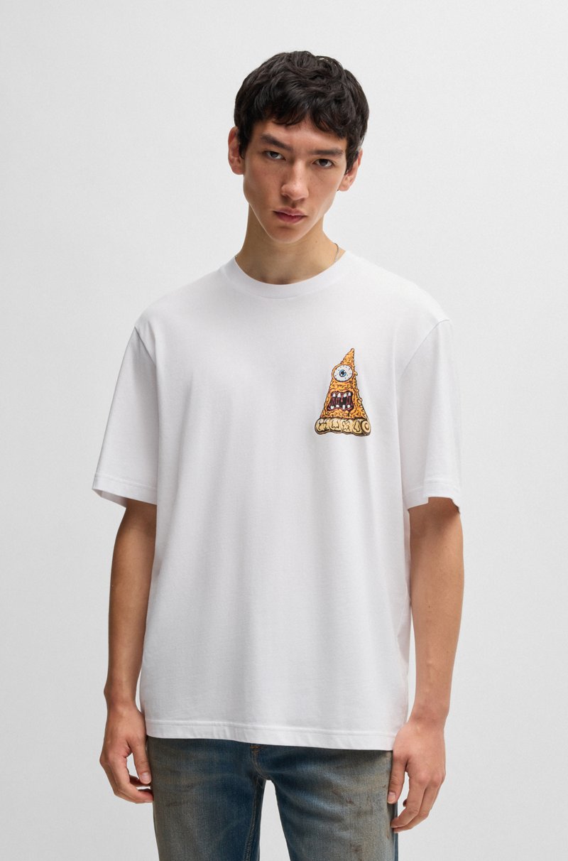 Hugo Boss Camiseta De Punto De Algodón Con Gráficos De Pizza