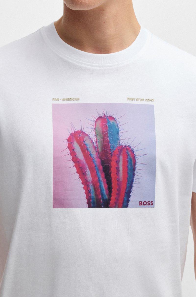 Hugo Boss Camiseta De Punto De Algodón Con Gráficos Inspirados En Los Viajes Por Carretera