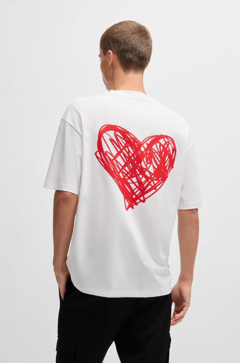 Hugo Boss Camiseta De Punto De Algodón Con Ilustración De Corazón