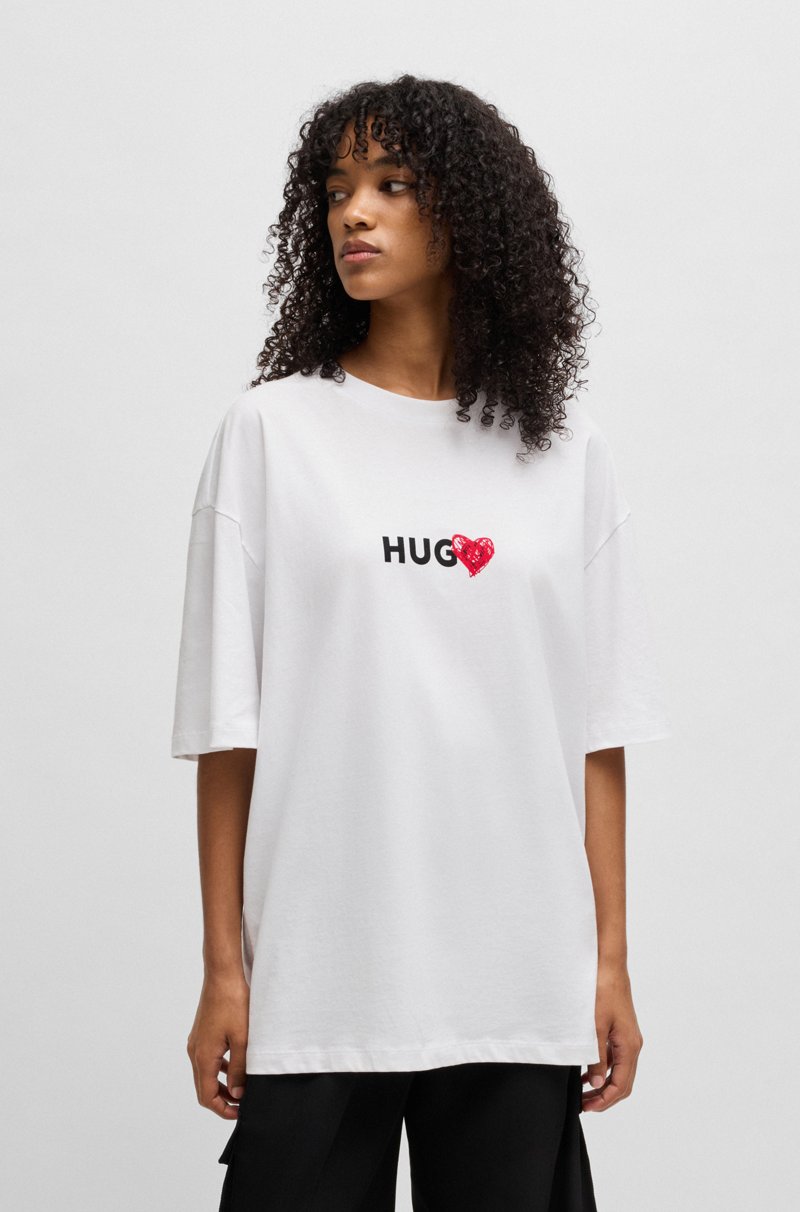 Hugo Boss Camiseta De Punto De Algodón Con Ilustración De Corazón
