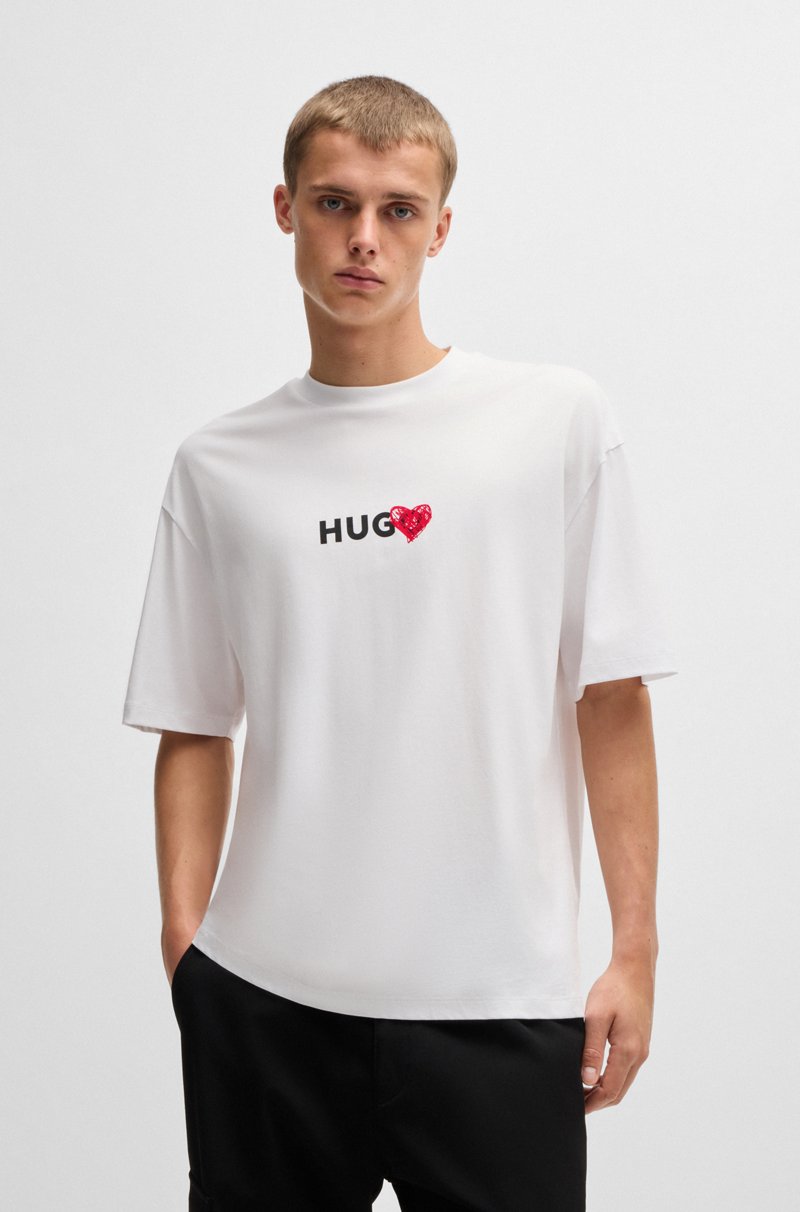 Hugo Boss Camiseta De Punto De Algodón Con Ilustración De Corazón