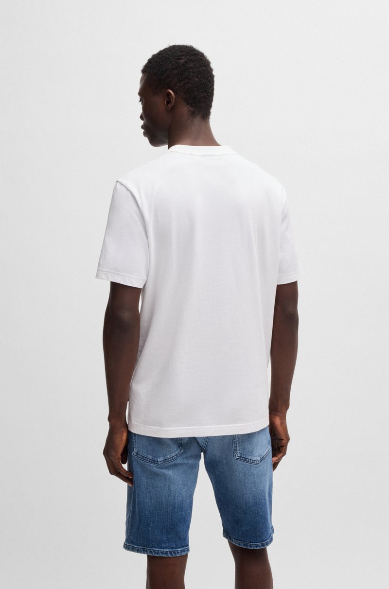 Hugo Boss Camiseta De Punto De Algodón Con Ilustración De Coordenadas