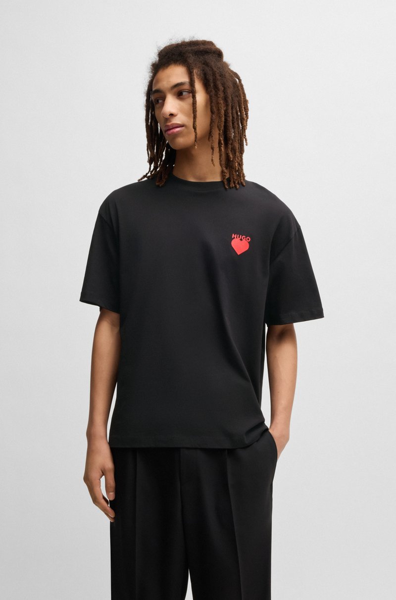 Hugo Boss Camiseta De Punto De Algodón Con Ilustración De Corazón