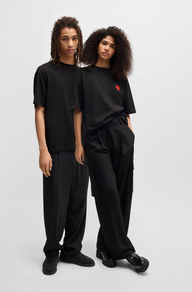 Hugo Boss Camiseta de punto de algodón con ilustración de corazón