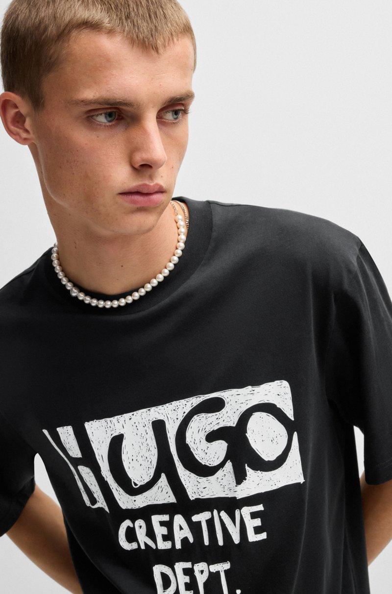 Hugo Boss Camiseta De Punto De Algodón Con Ilustración De Logo