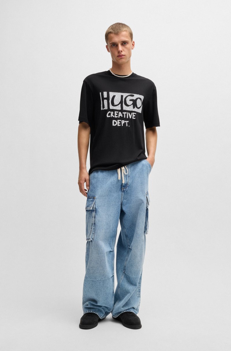 Hugo Boss Camiseta De Punto De Algodón Con Ilustración De Logo