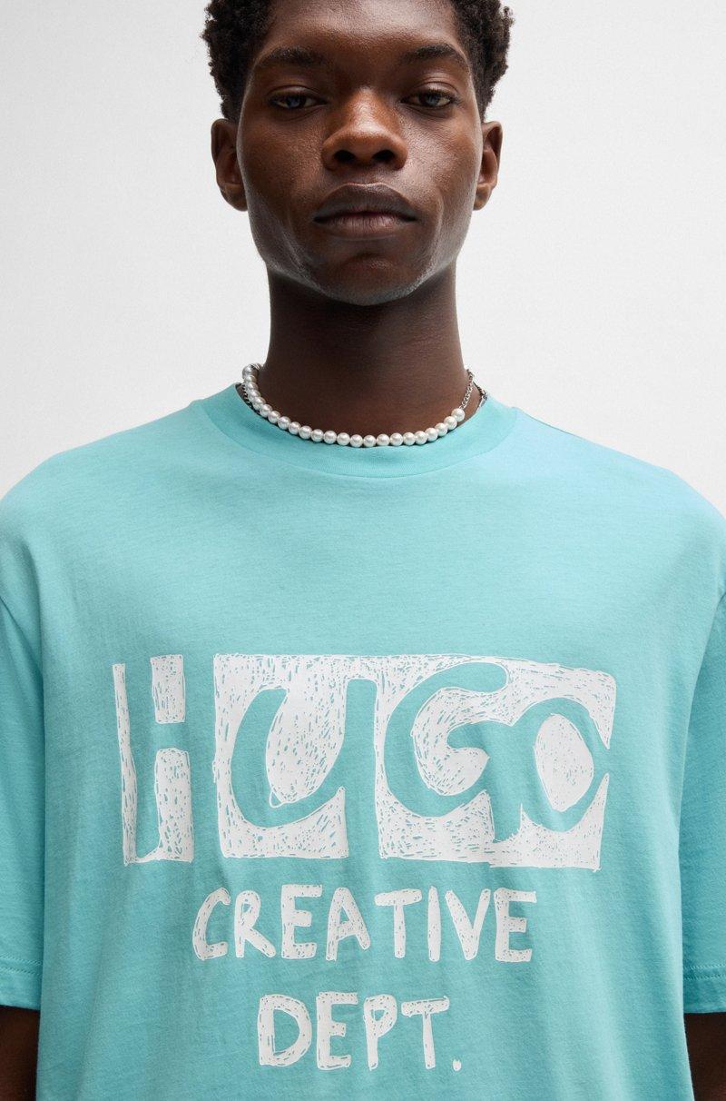 Hugo Boss Camiseta De Punto De Algodón Con Ilustración De Logo