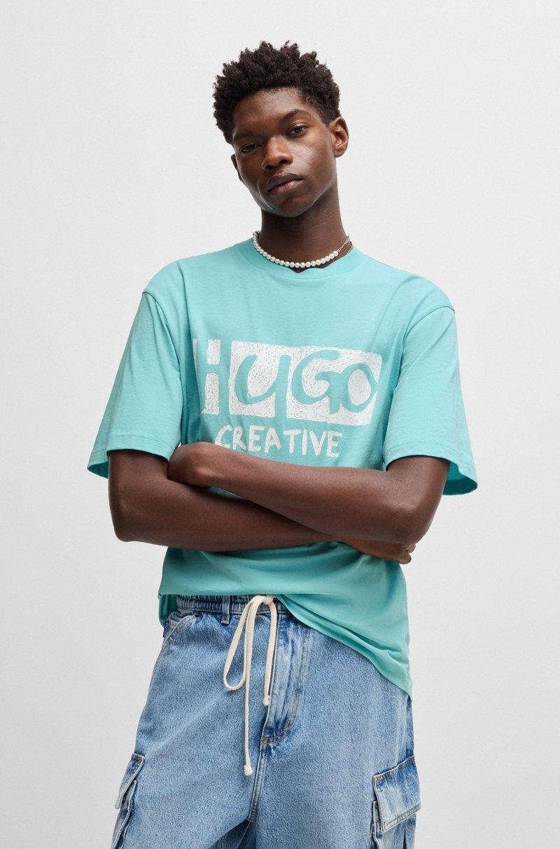 Hugo Boss Camiseta de punto de algodón con ilustración de logo