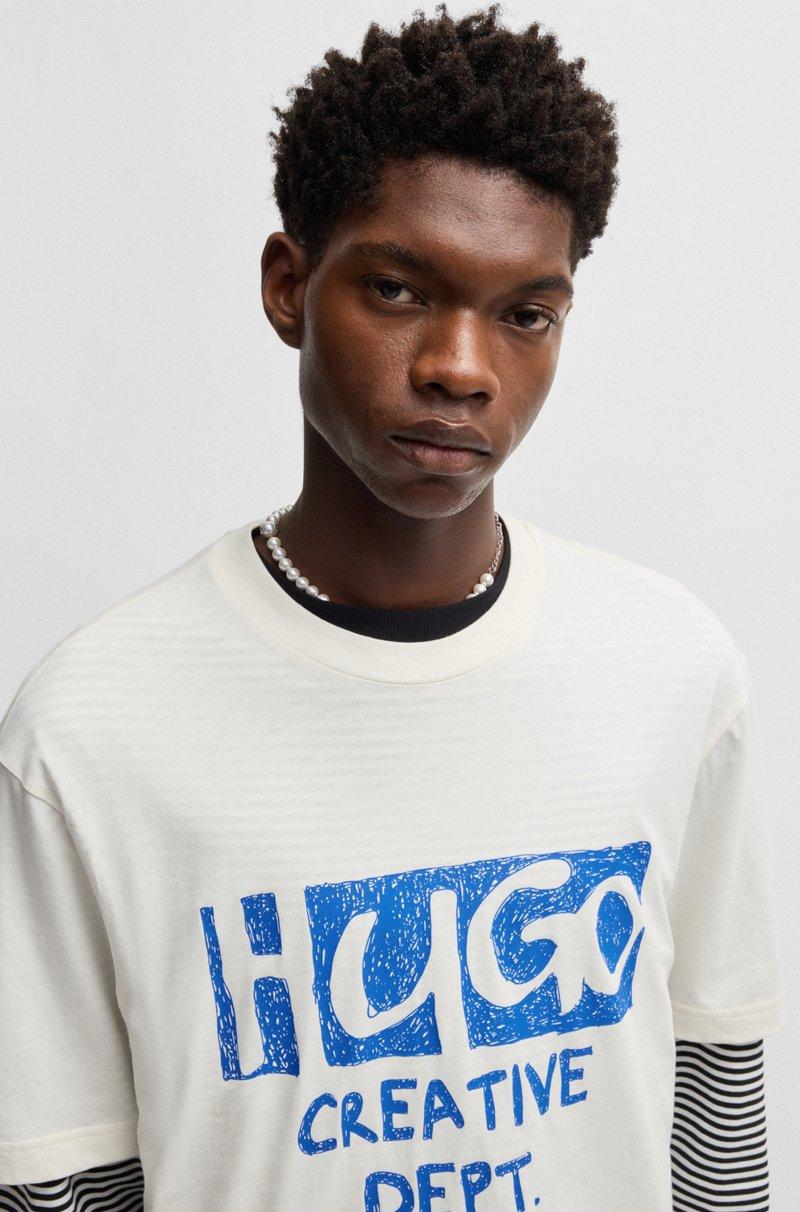Hugo Boss Camiseta De Punto De Algodón Con Ilustración De Logo