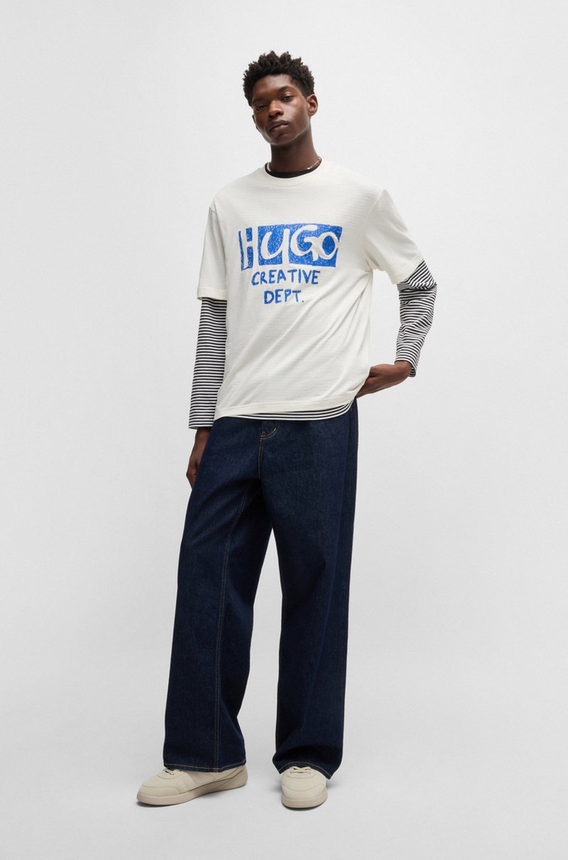 Hugo Boss Camiseta De Punto De Algodón Con Ilustración De Logo