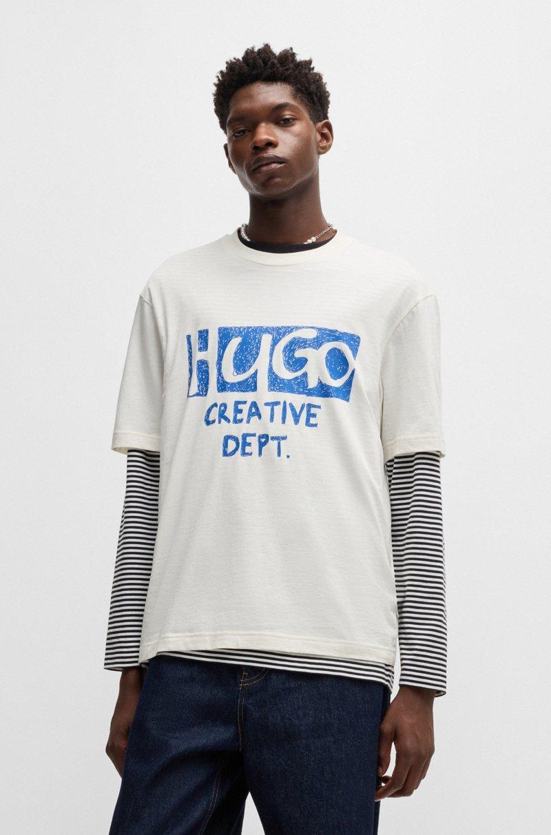 Hugo Boss Camiseta de punto de algodón con ilustración de logo