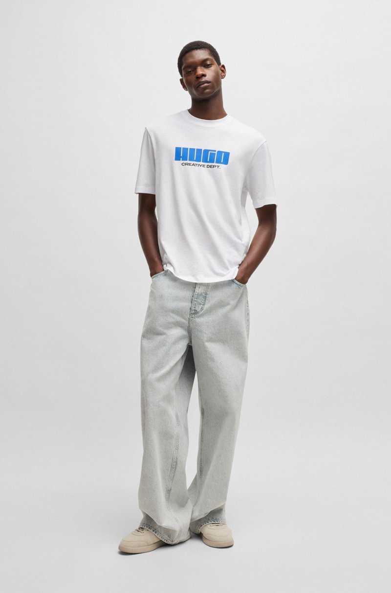 Hugo Boss Camiseta De Punto De Algodón Con Ilustración De Logo