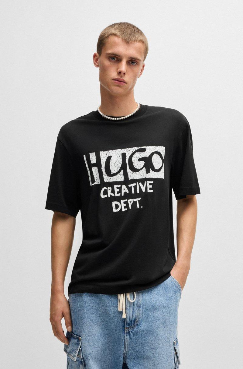 Hugo Boss Camiseta de punto de algodón con ilustración de logo