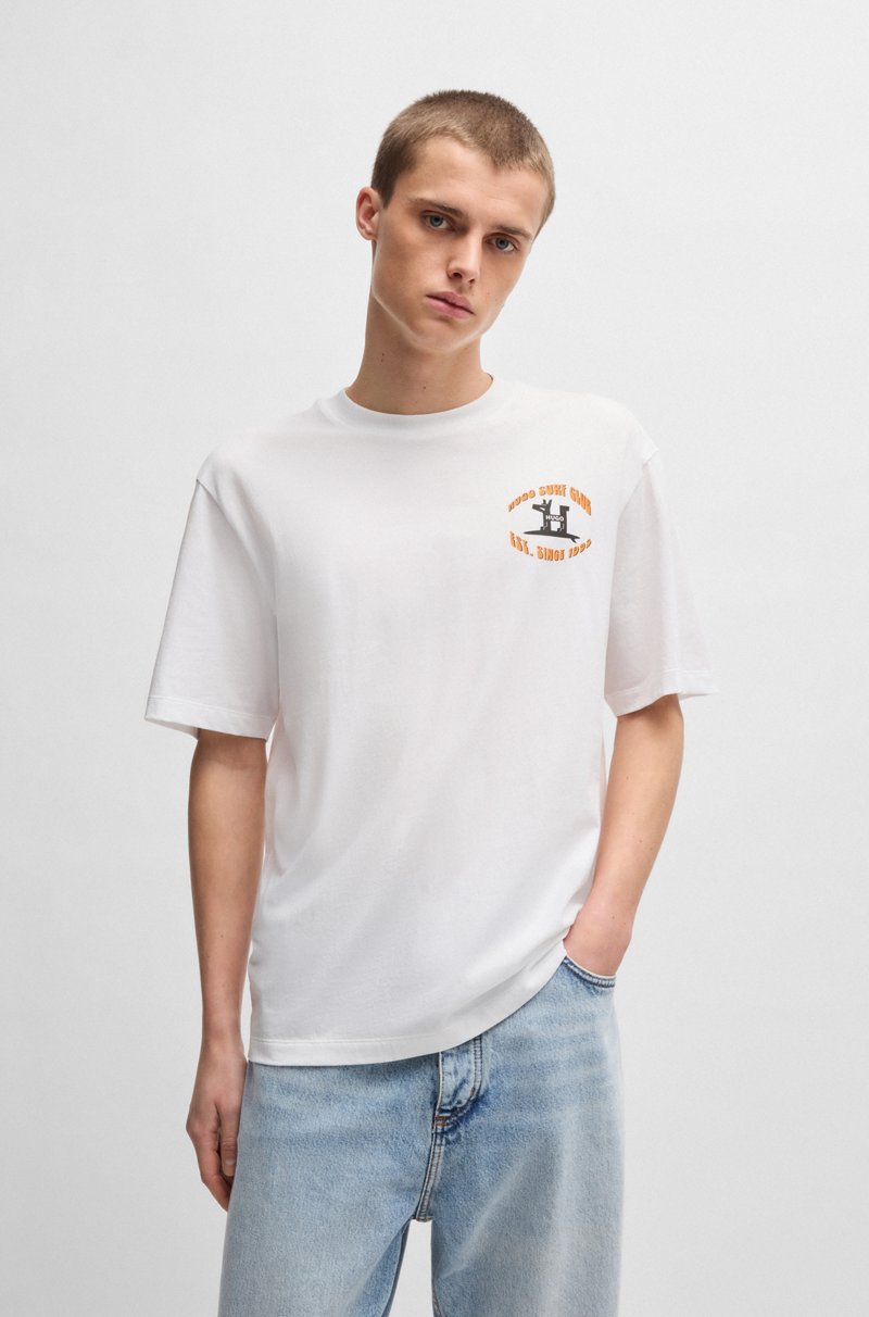 Hugo Boss Camiseta De Punto De Algodón Con Ilustración De Surf