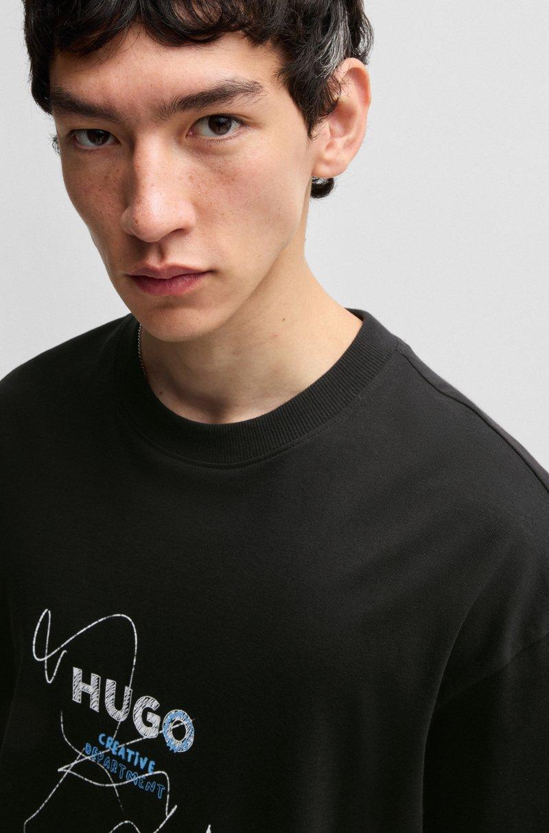 Hugo Boss Camiseta De Punto De Algodón Con Ilustración De Temporada