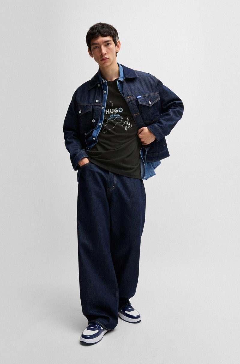 Hugo Boss Camiseta De Punto De Algodón Con Ilustración De Temporada