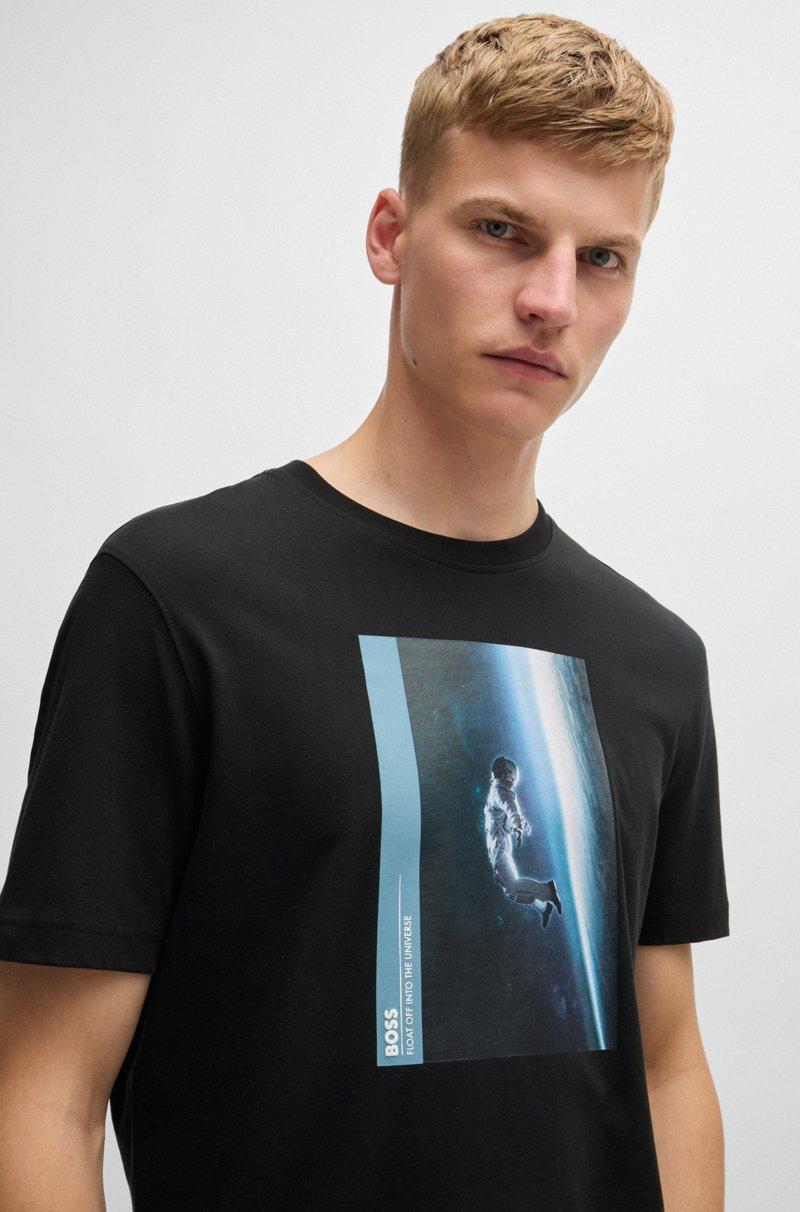 Hugo Boss Camiseta De Punto De Algodón Con Ilustración De Temporada