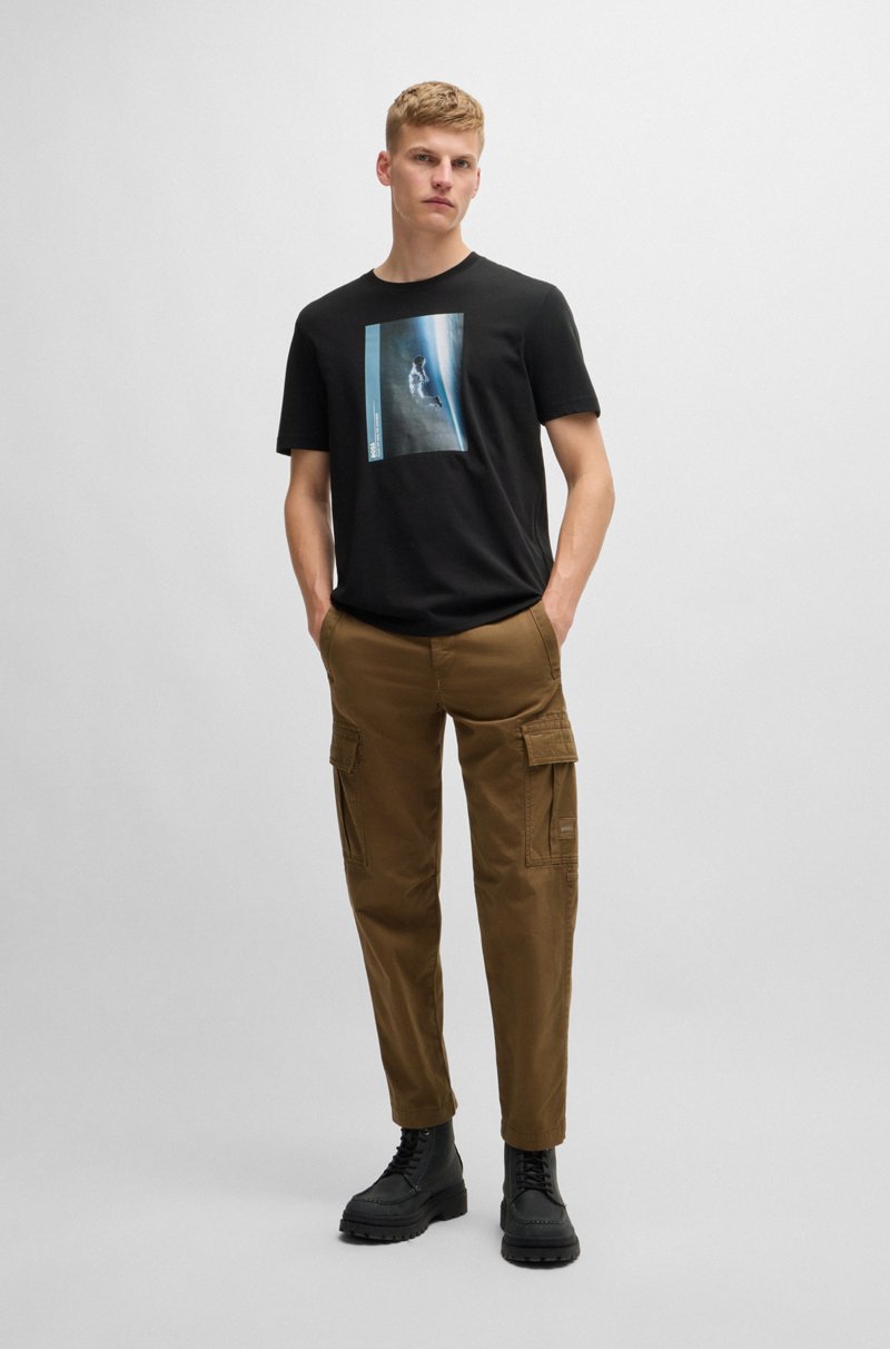 Hugo Boss Camiseta De Punto De Algodón Con Ilustración De Temporada