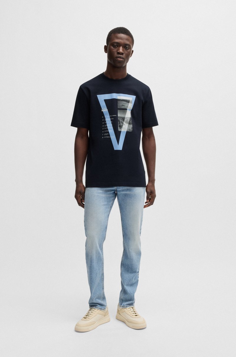 Hugo Boss Camiseta De Punto De Algodón Con Ilustración Fotográfica Estampada