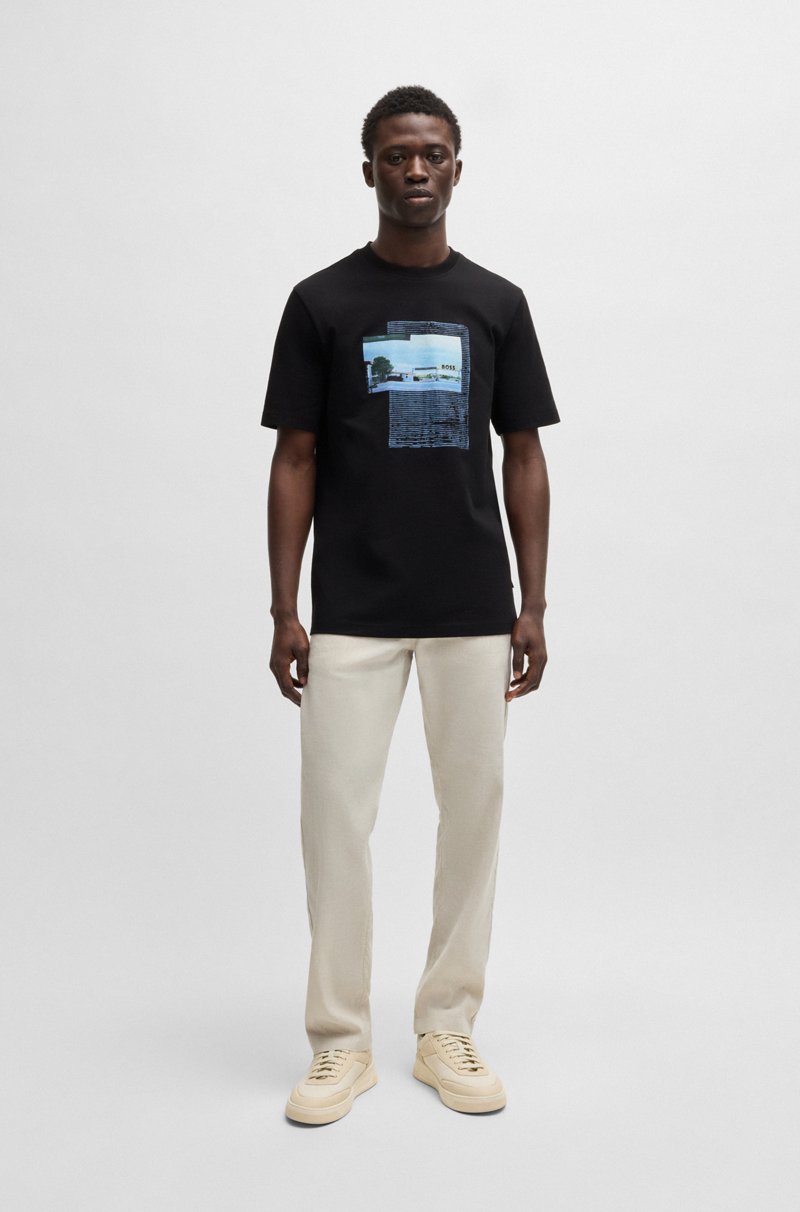 Hugo Boss Camiseta De Punto De Algodón Con Ilustración Fotográfica Estampada