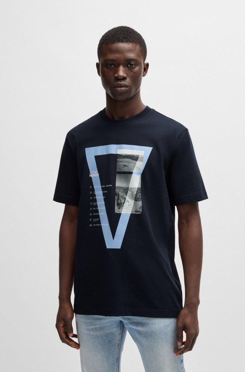 Hugo Boss Camiseta de punto de algodón con ilustración fotográfica estampada