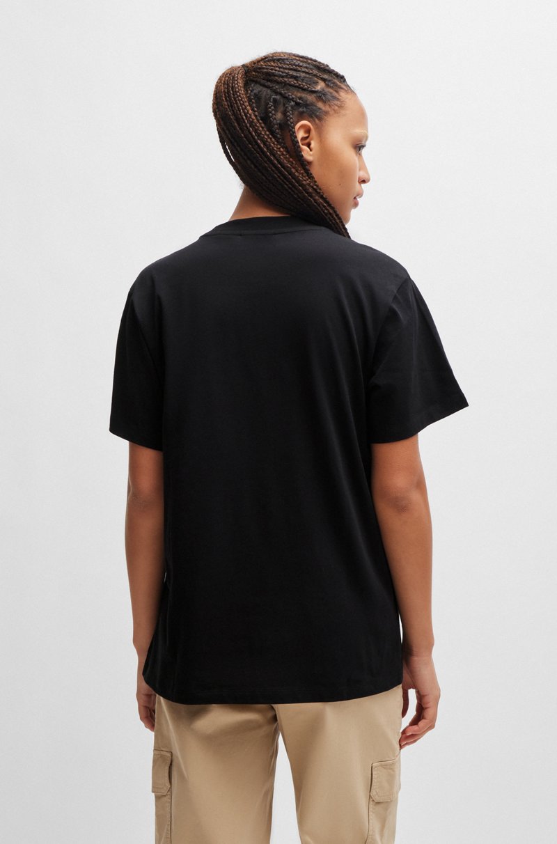 Hugo Boss Camiseta De Punto De Algodón Con Insignia De Logo