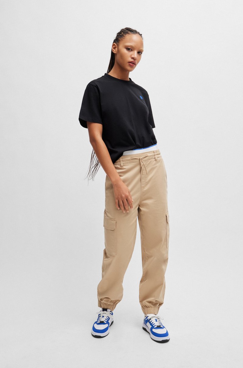 Hugo Boss Camiseta De Punto De Algodón Con Insignia De Logo