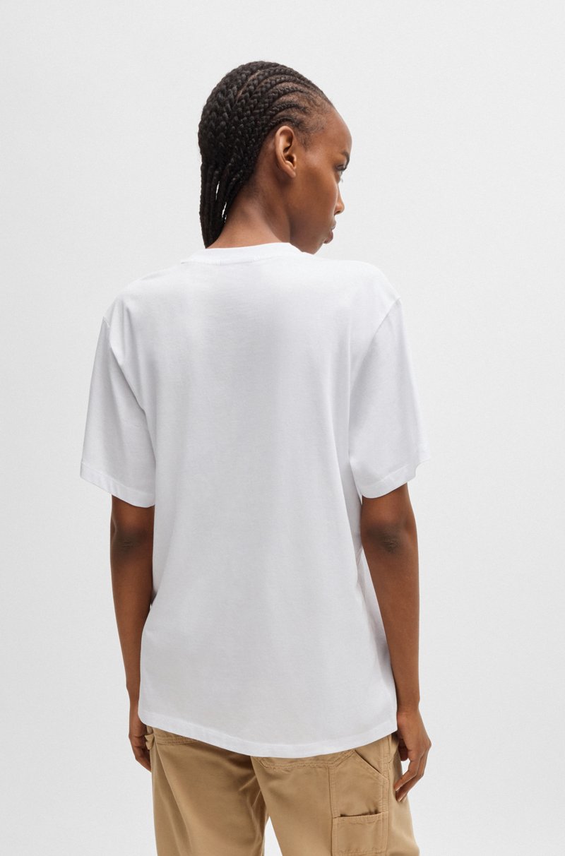 Hugo Boss Camiseta De Punto De Algodón Con Insignia De Logo