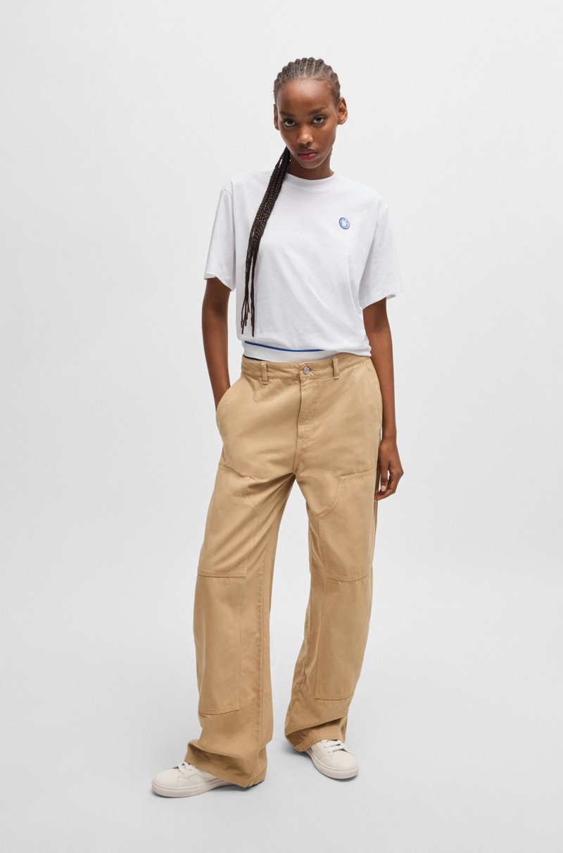 Hugo Boss Camiseta De Punto De Algodón Con Insignia De Logo