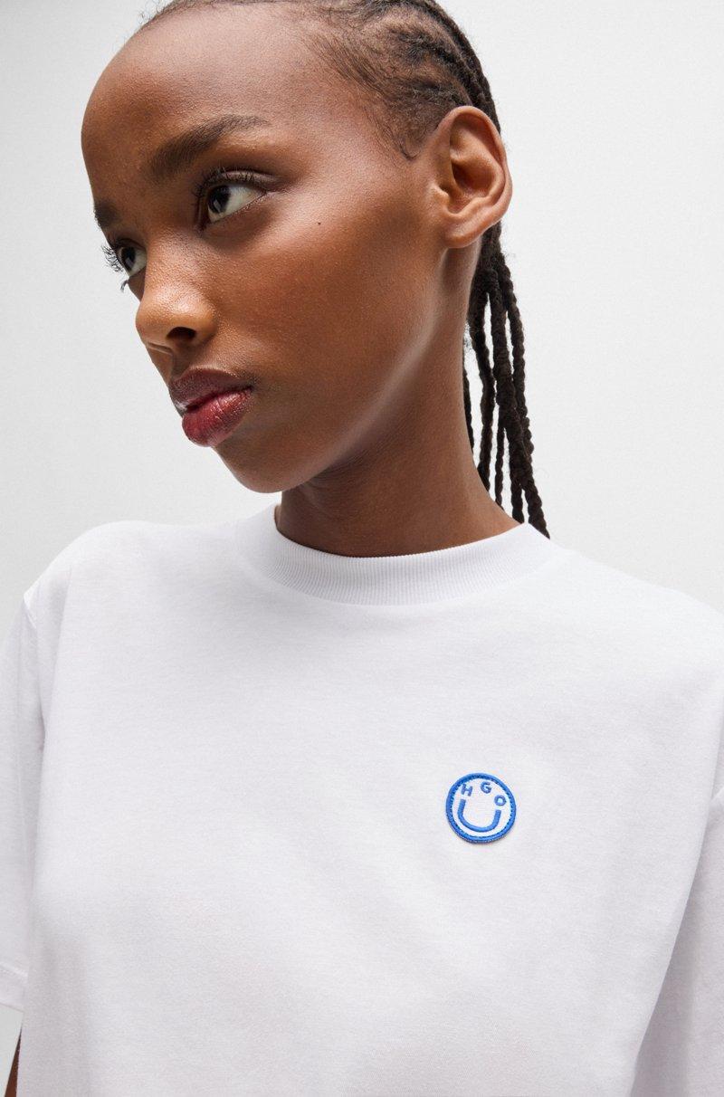 Hugo Boss Camiseta De Punto De Algodón Con Insignia De Logo