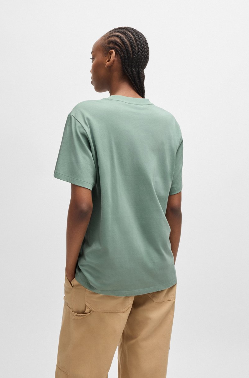 Hugo Boss Camiseta De Punto De Algodón Con Insignia De Logo