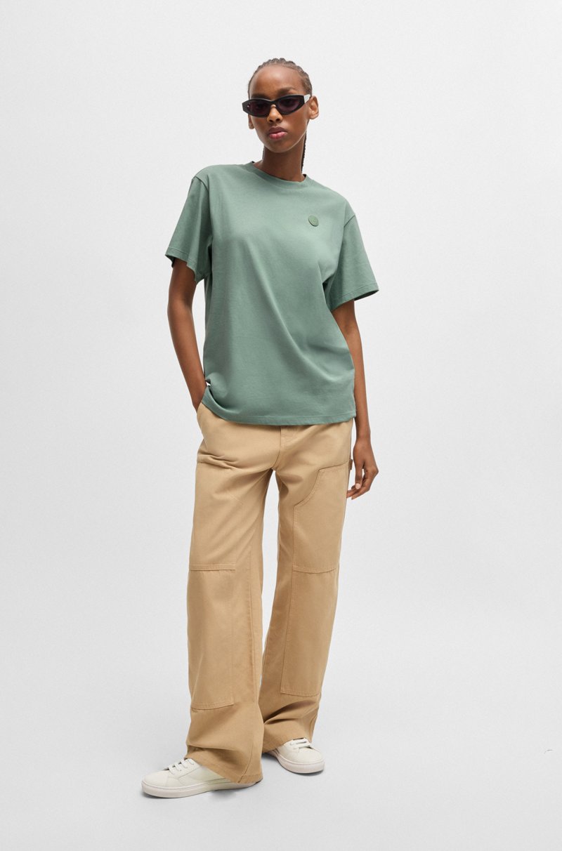Hugo Boss Camiseta De Punto De Algodón Con Insignia De Logo