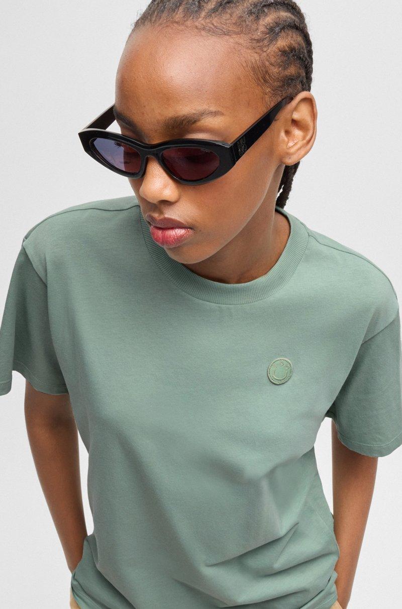 Hugo Boss Camiseta De Punto De Algodón Con Insignia De Logo