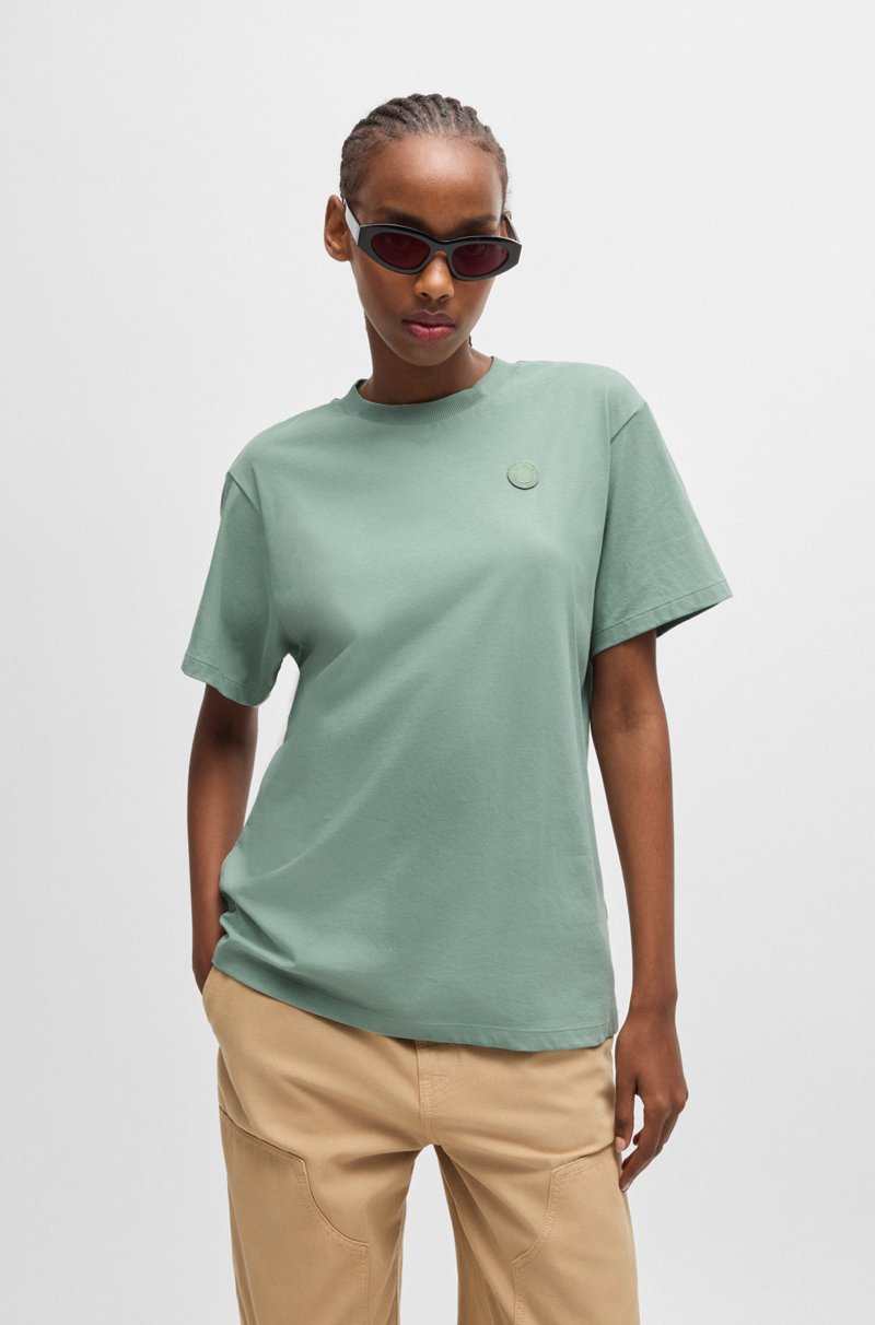 Hugo Boss Camiseta de punto de algodón con insignia de logo