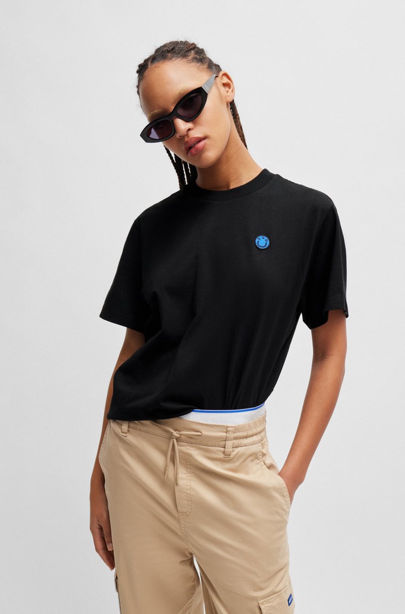 Hugo Boss Camiseta de punto de algodón con insignia de logo