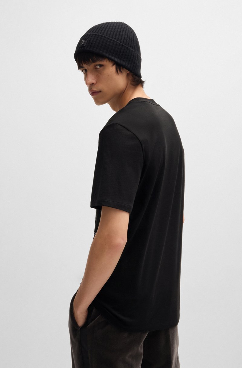 Hugo Boss Camiseta De Punto De Algodón Con Logo Apilado Y Diseño Gráfico Estampado