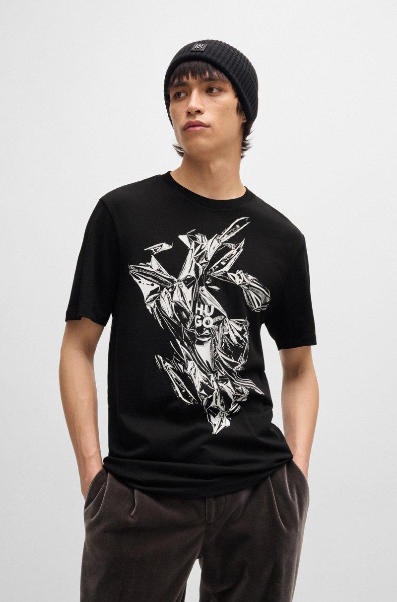 Hugo Boss Camiseta de punto de algodón con logo apilado y diseño gráfico estampado