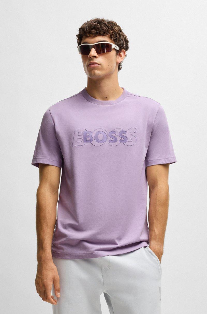 Hugo Boss Camiseta de punto de algodón con logo de diseño doble