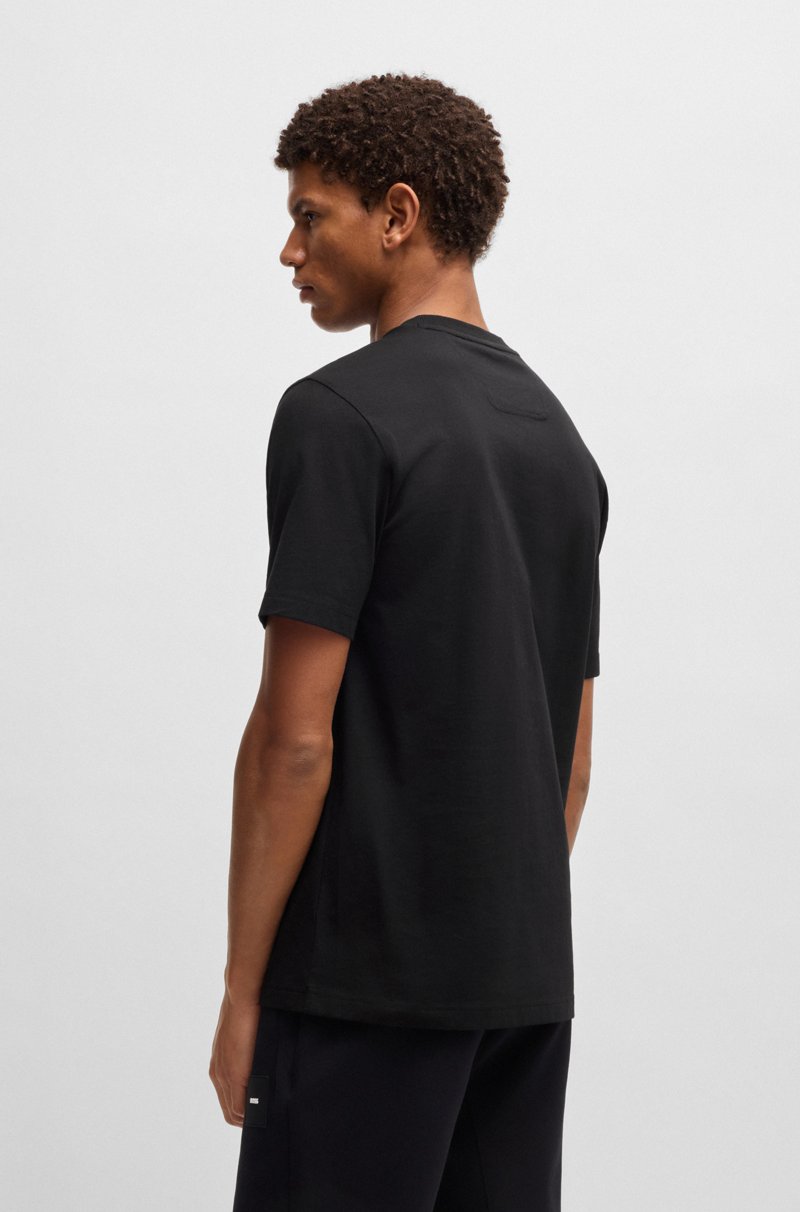 Hugo Boss Camiseta De Punto De Algodón Con Logo De Diseño En Líneas Finas