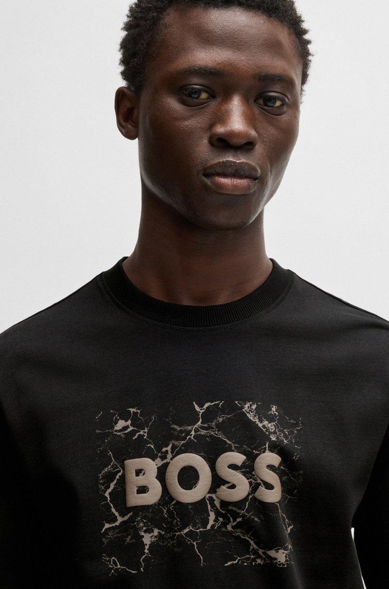 Hugo Boss Camiseta De Punto De Algodón Con Logo De Diseño
