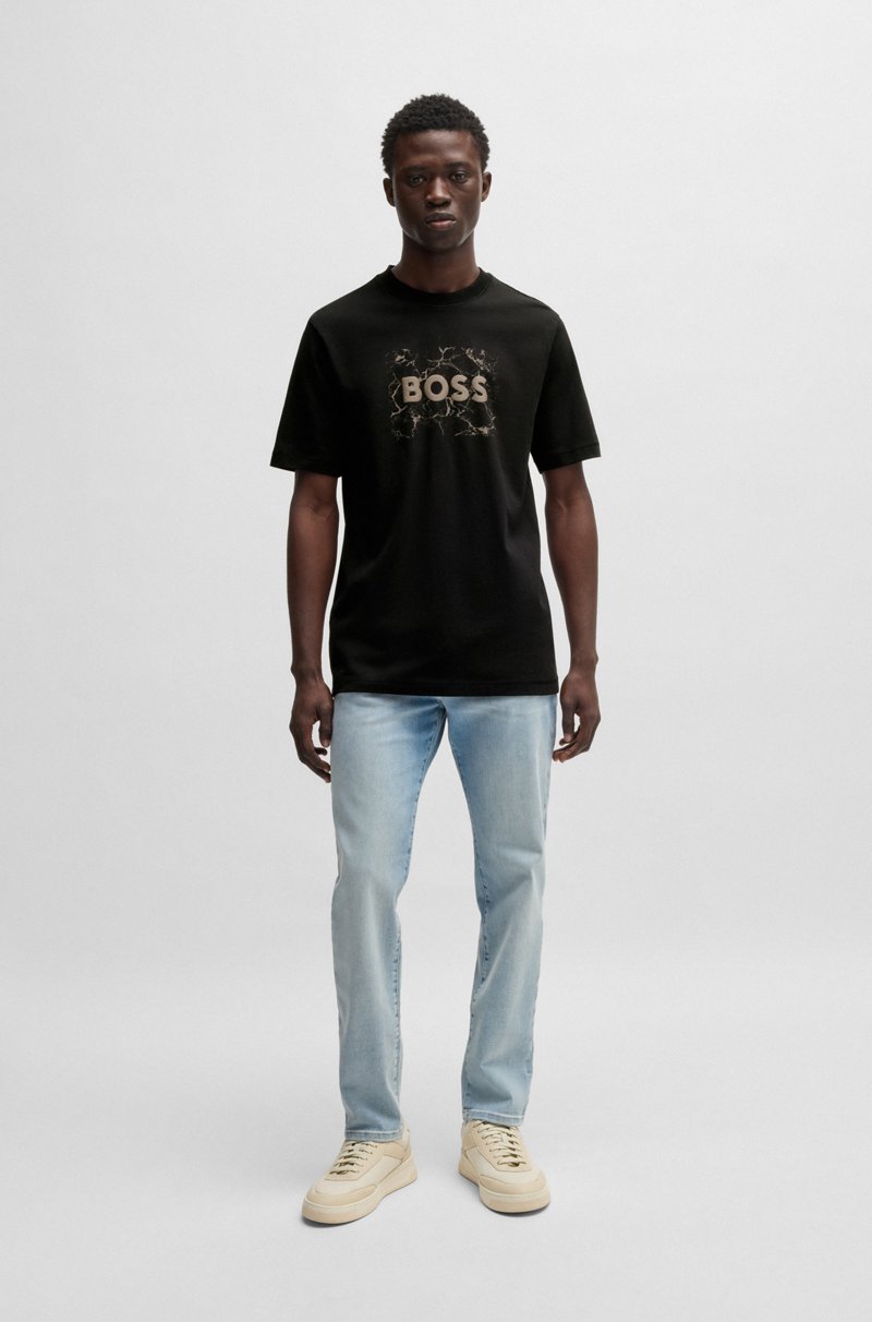 Hugo Boss Camiseta De Punto De Algodón Con Logo De Diseño