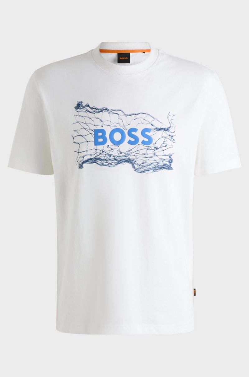 Hugo Boss Camiseta de punto de algodón con logo de diseño